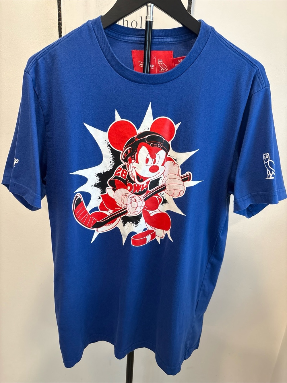 Blue Mickey Hockey Graphic Tee by OVO woman’s small rare